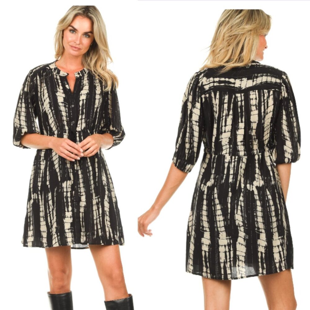 ba&sh Black and Cream Mini Dress